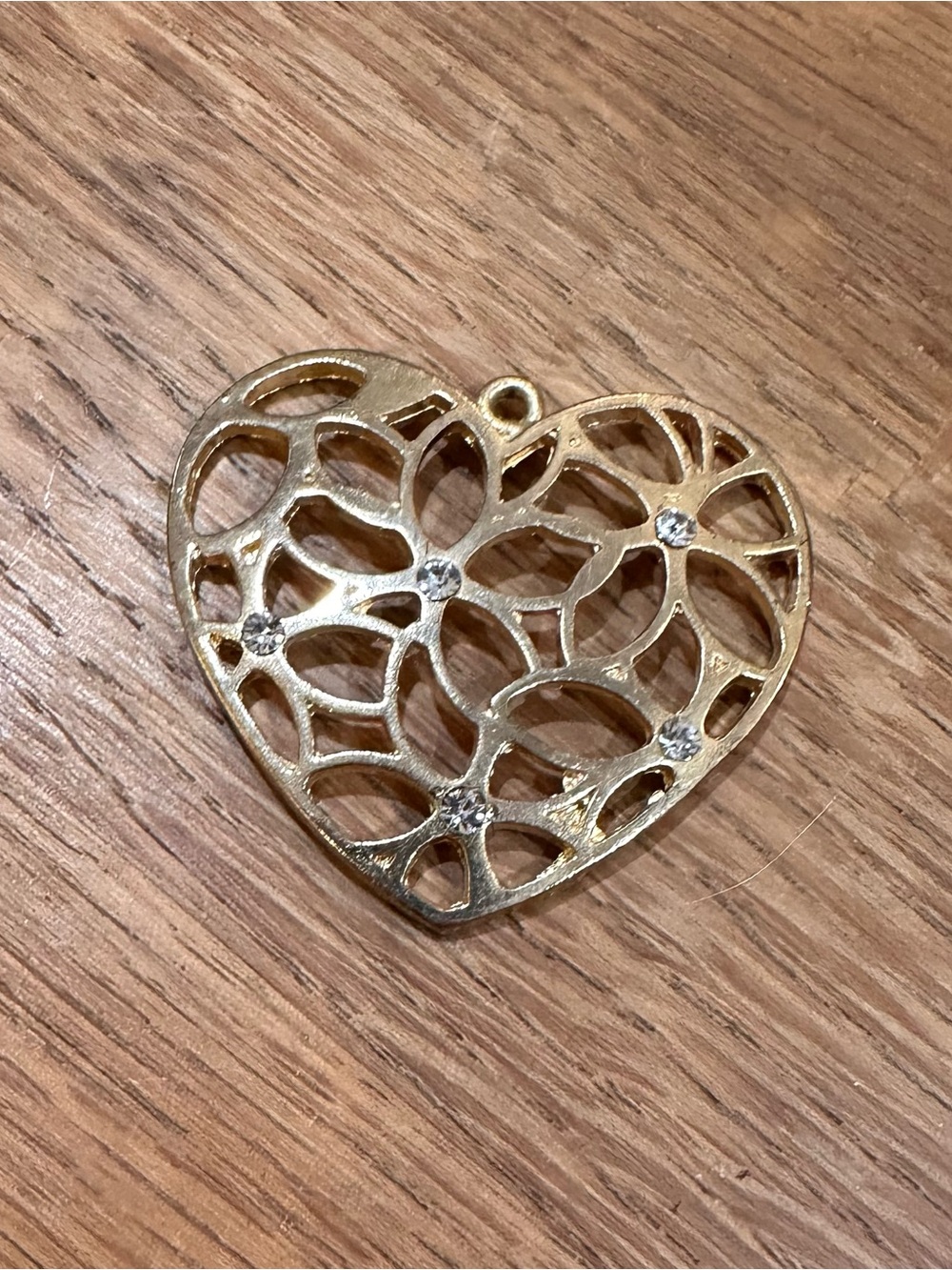 Gold Heart Filigree Pendant with Crystal Accents